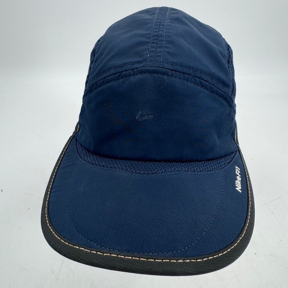 Vintage Nike Dri Fit 5‎ Panel Navy Blue Running Cap Athletic Mesh Adjustable
